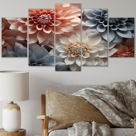 Designart "Pink White modern Still Lifes" Abstract Still Lifes Metal Wall Art Set
