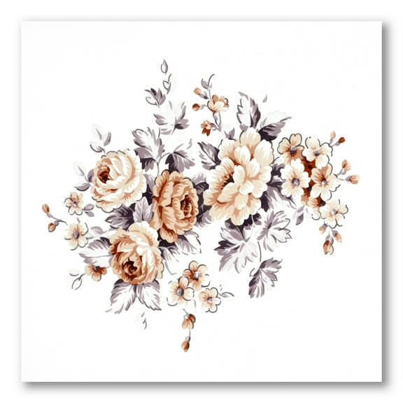 Designart ' Pink Wild Roses With Monochrome Leaves ' Traditional Canvas Wall Art Print