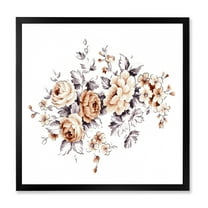 Designart 'Pink Wild Roses With Monochrome Leaves' Traditional Framed Art Print