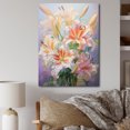 thumbnail image 1 of Designart "Pink Yellow Lilies love expression" Floral Wall Art Living Room, 1 of 5