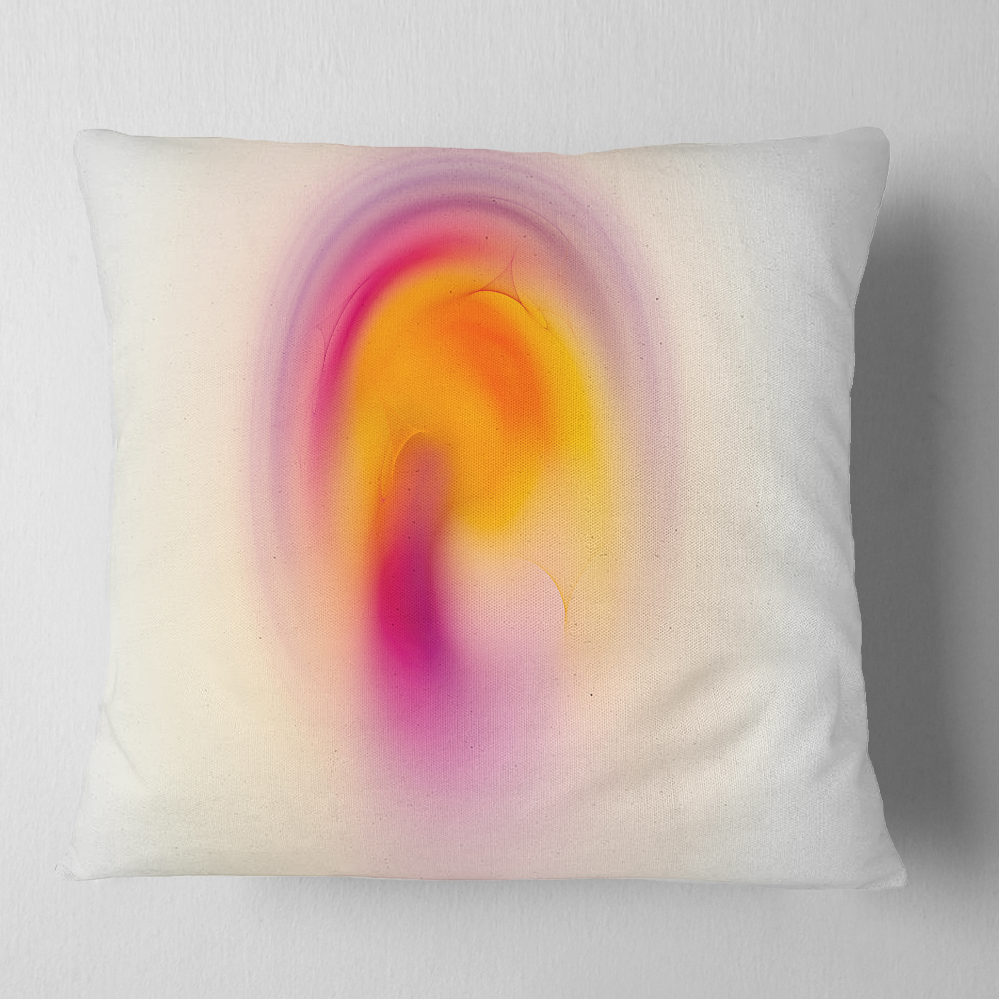 Designart Pink Yellow Luminous Misty Sphere - Abstract Throw Pillow - 18x18