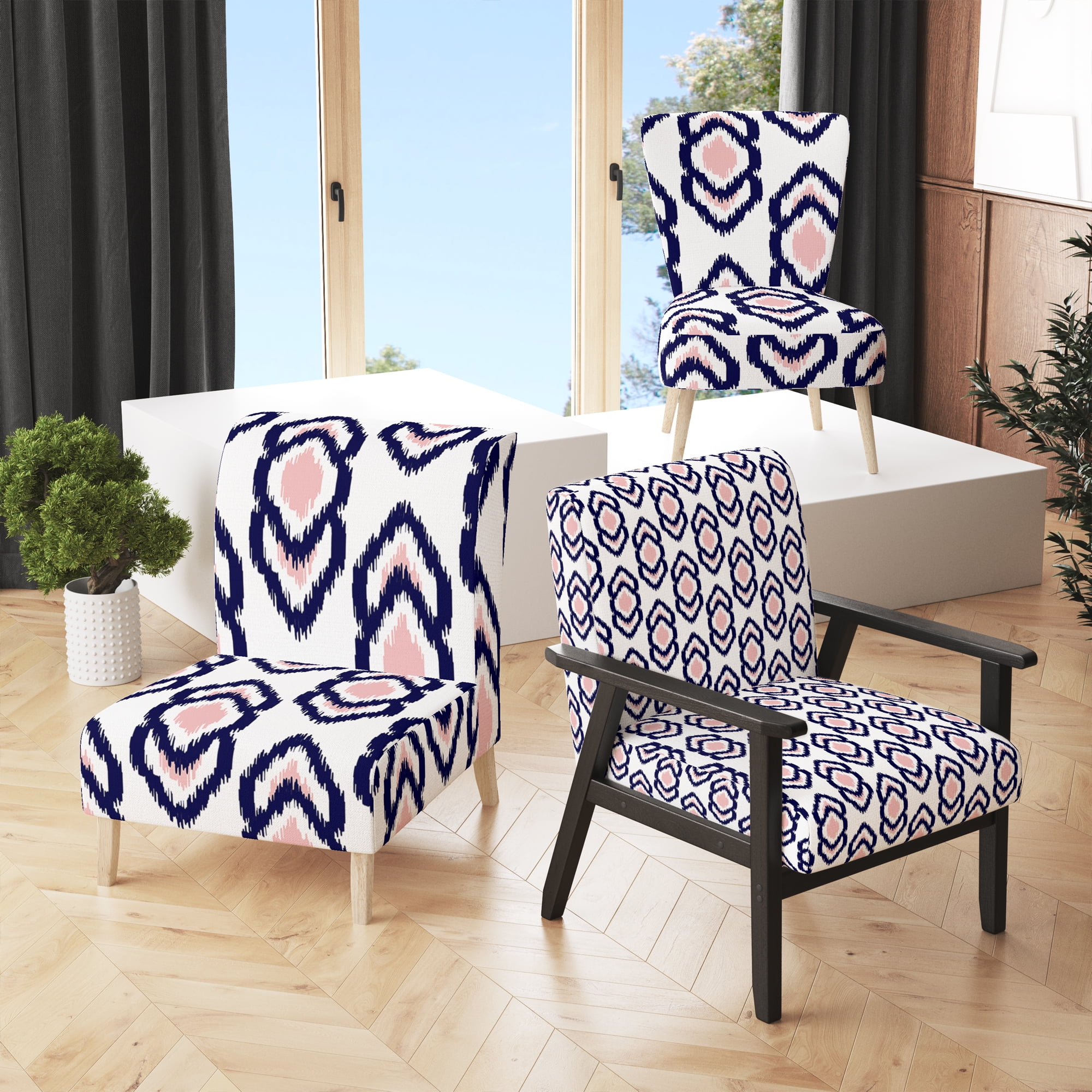 Living Room Ikat Accent Chair Blue Ikat Pattern Ikat Upholstered