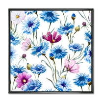 Designart 'Pink and Blue Wild Cornflowers' Traditional Framed Canvas Wall Art Print