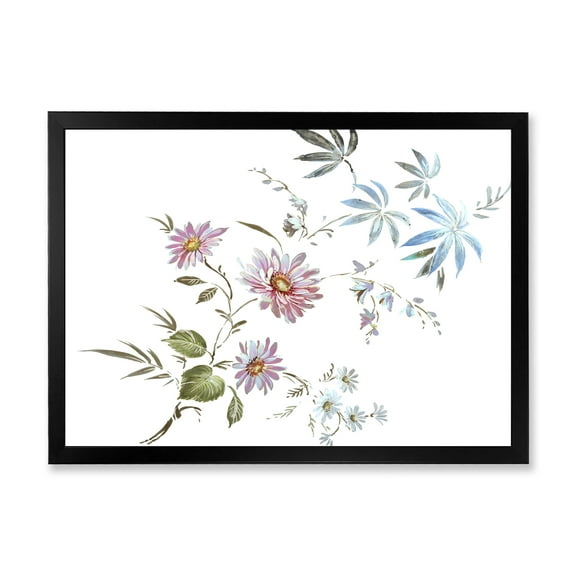 Designart 'Pink and Blue Wildflowers I' Traditional Framed Art Print