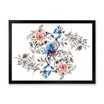 Designart 'Pink and Blue Wildflowers' Traditional Framed Art Print