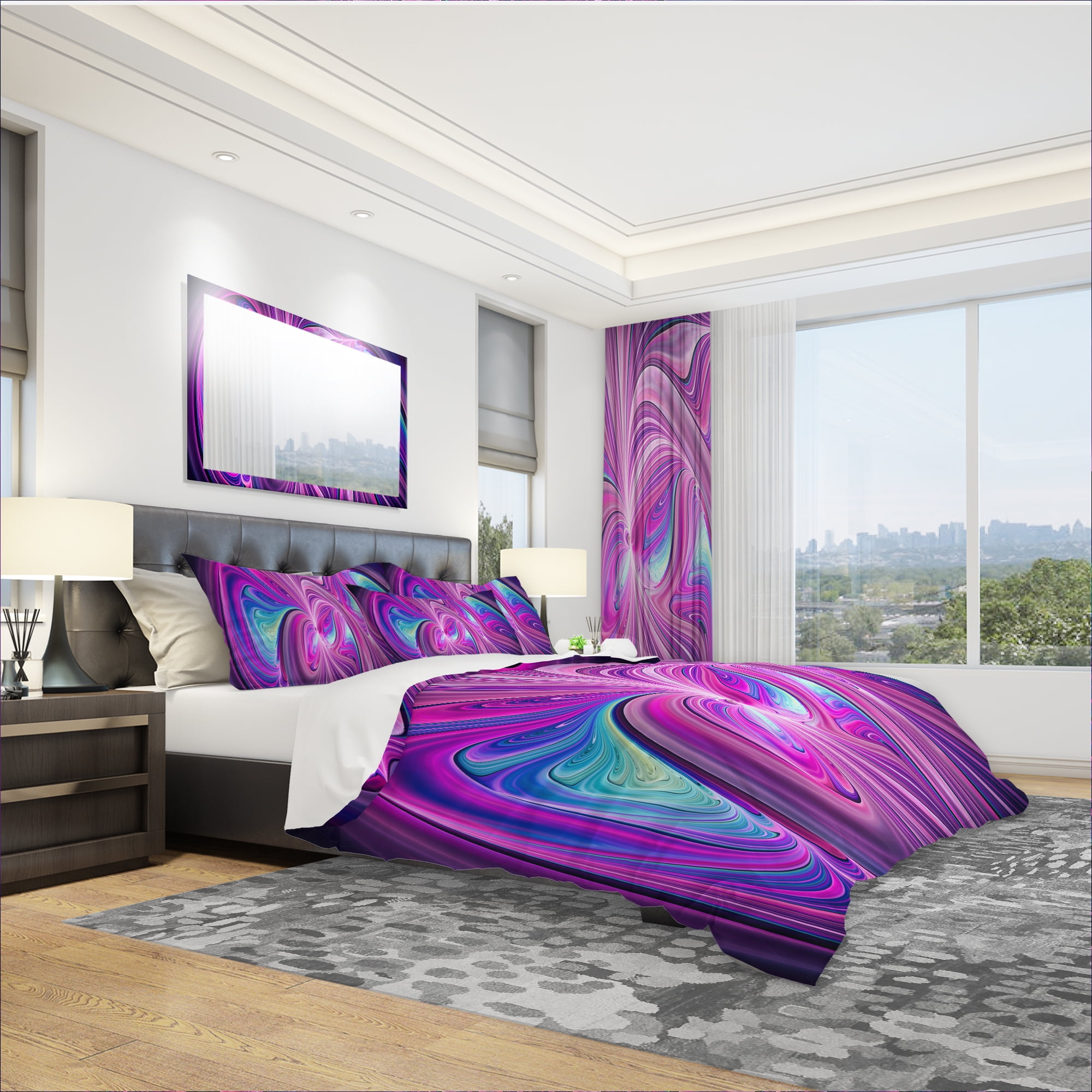Designart 'Pink and Blue Wonder' Modern & Contemporary Duvet Cover Set