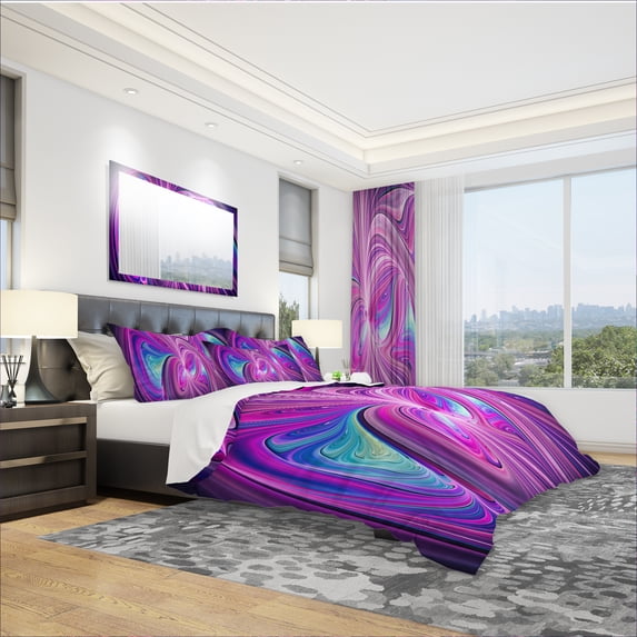 Designart 'Pink and Blue Wonder' Modern & Contemporary Duvet Cover Set