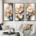 thumbnail image 1 of Designart "Pink and Cream Watercolor Floral I" Floral & Botanical Framed Wall Art Set Of 3 - Pink Floral Frame Canvas Set For Living Room Decor, 1 of 6