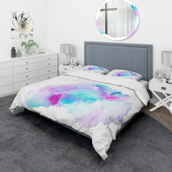 Designart 'Pink and Cyan Composition' Mid-Century Modern Duvet Cover Set