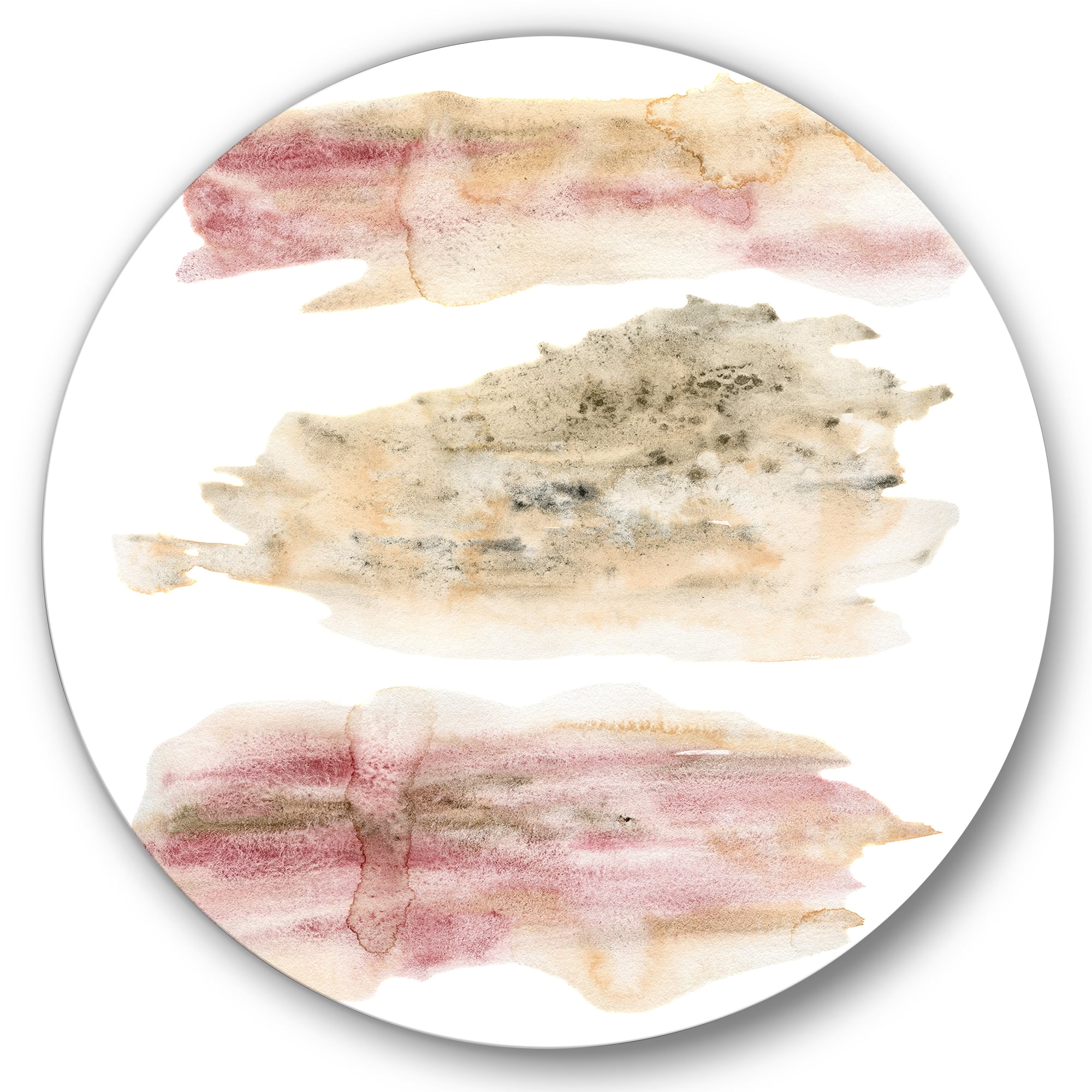 Designart 'Pink and Golden Abstract Clouds' Modern Circle Metal Wall Art 23x23 - Disc of 23