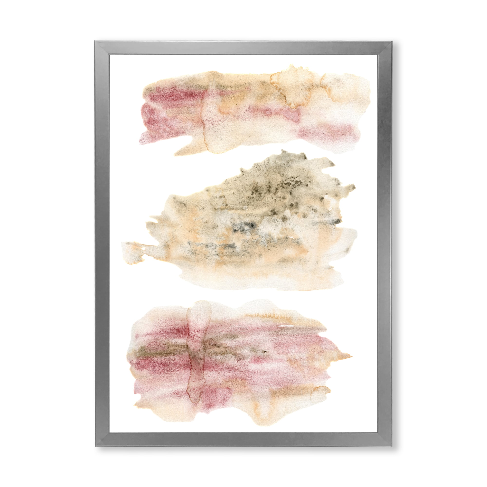 Designart 'Pink and Golden Abstract Clouds' Modern Framed Art Print