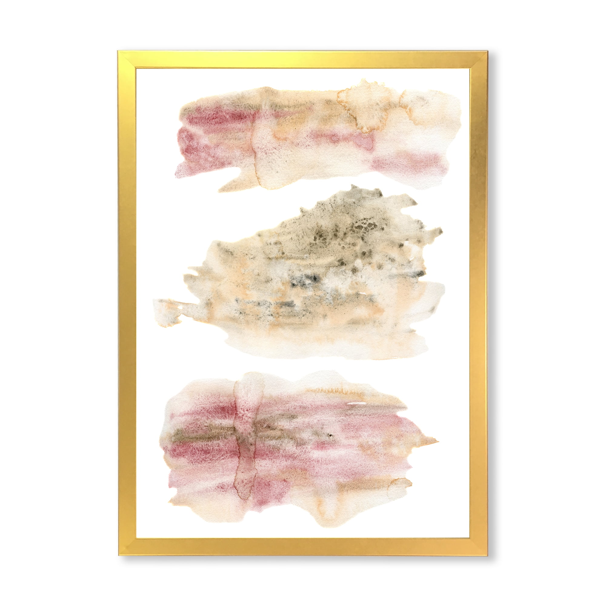 Designart 'Pink and Golden Abstract Clouds' Modern Framed Art Print