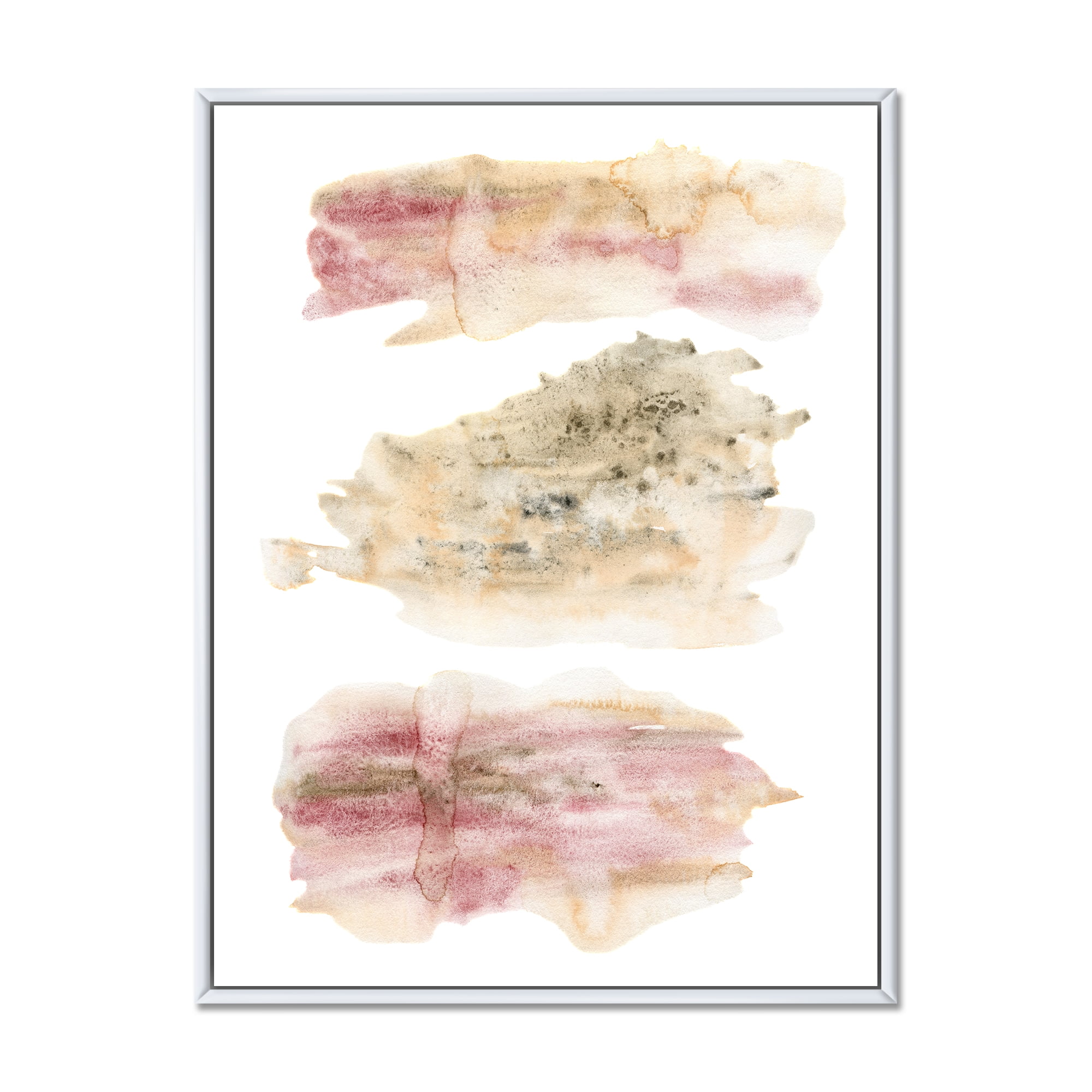 Designart 'Pink and Golden Abstract Clouds' Modern Framed Canvas Wall Art Print