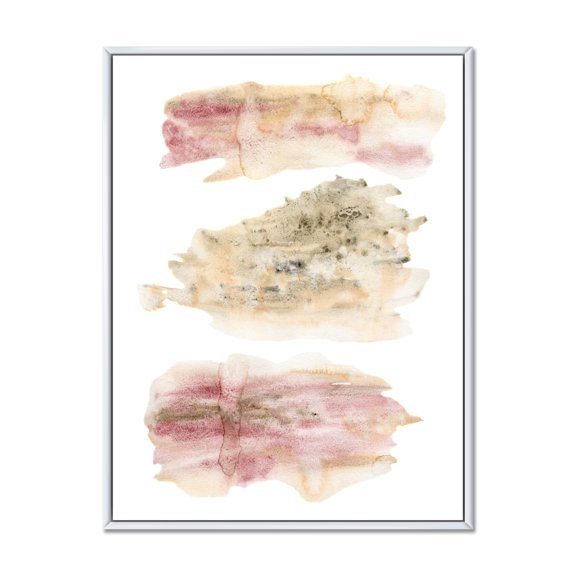 Designart 'Pink and Golden Abstract Clouds' Modern Framed Canvas Wall Art Print