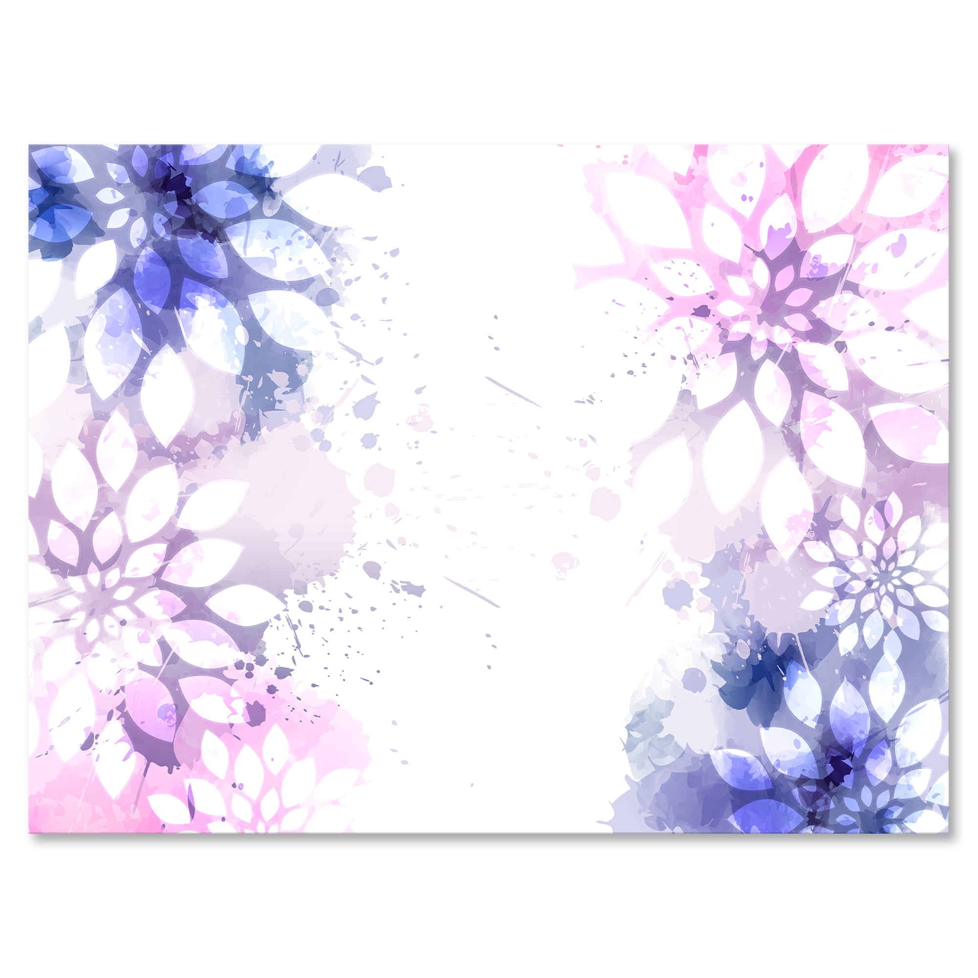 Designart ' Pink and Purple Abstract With Colorful Splashes II ' Modern Canvas Wall Art Print