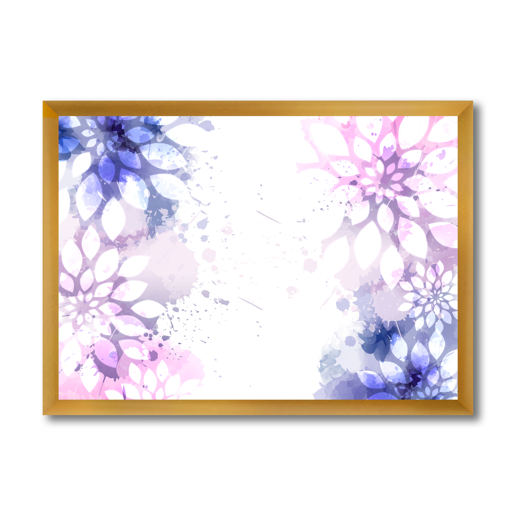 Designart 'Pink and Purple Abstract With Colorful Splashes II' Modern Framed Art Print