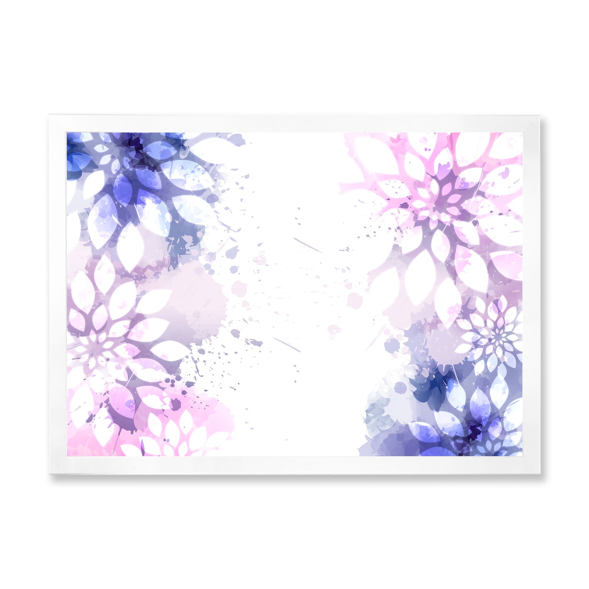 Designart 'Pink and Purple Abstract With Colorful Splashes II' Modern Framed Art Print