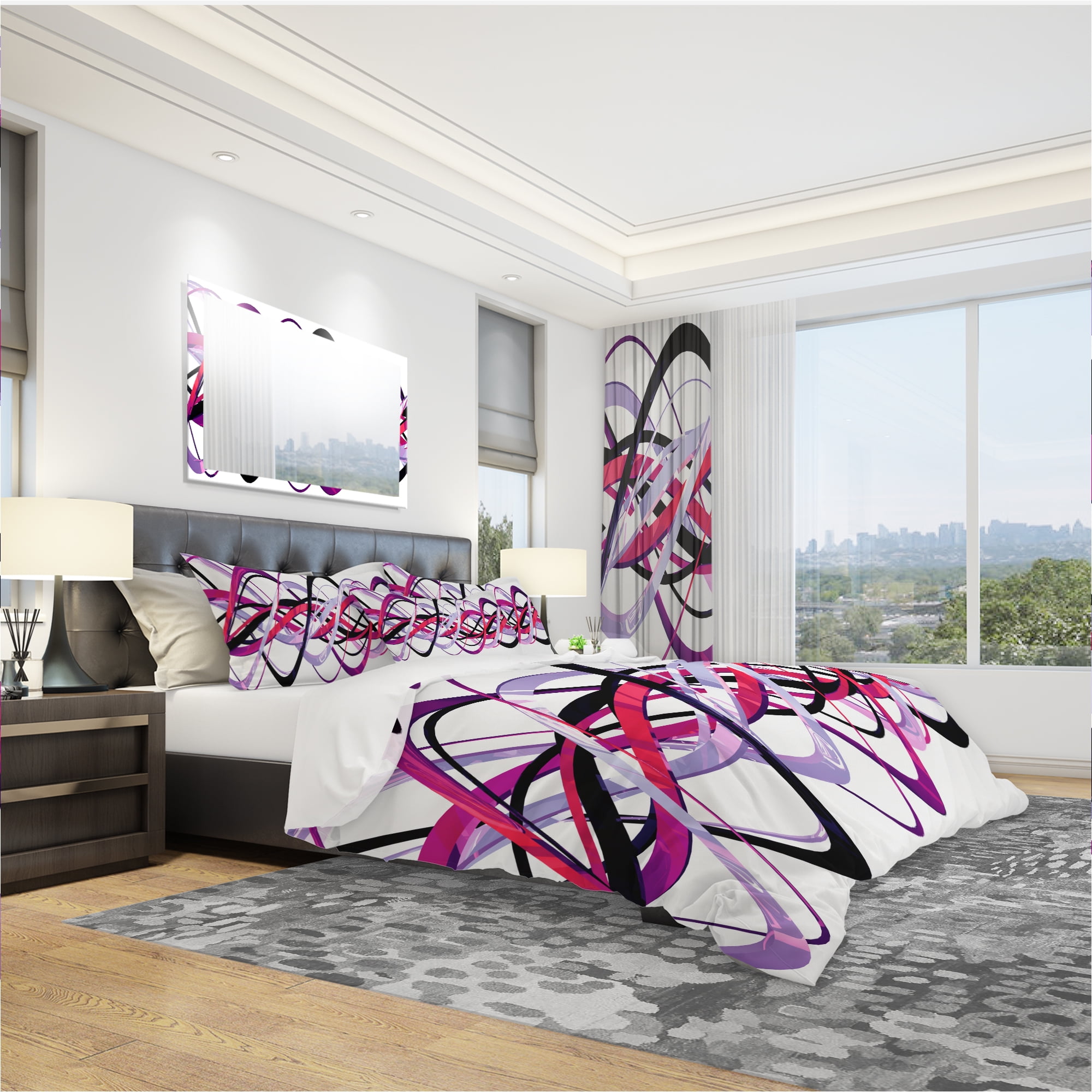 Designart 'Pink and Purple Helix' Modern & Contemporary Duvet Cover Set