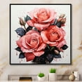thumbnail image 1 of Designart "Pink beautyful Rose Pointillism II" Floral Floater Framed Canvas Print, 1 of 7