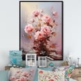 thumbnail image 1 of Designart "Pink love Roses Bouquet" Floral Floater Framed Wall Art Living Room, 1 of 7