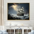 thumbnail image 1 of Designart "Pirate Ship Braving Stormy Seas I" Pirate Floater Framed Canvas Art Print, 1 of 5
