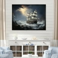 thumbnail image 1 of Designart "Pirate Ship Braving Stormy Seas I" Pirate Floater Framed Canvas Art Print, 1 of 5