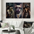 thumbnail image 1 of Designart "Pitbull in the Mafia II" Animals Wall Art Set Of 3 - Dog Pitbull Gangster Mafia Gold Gallery Wall Set For Home Decor, 1 of 1