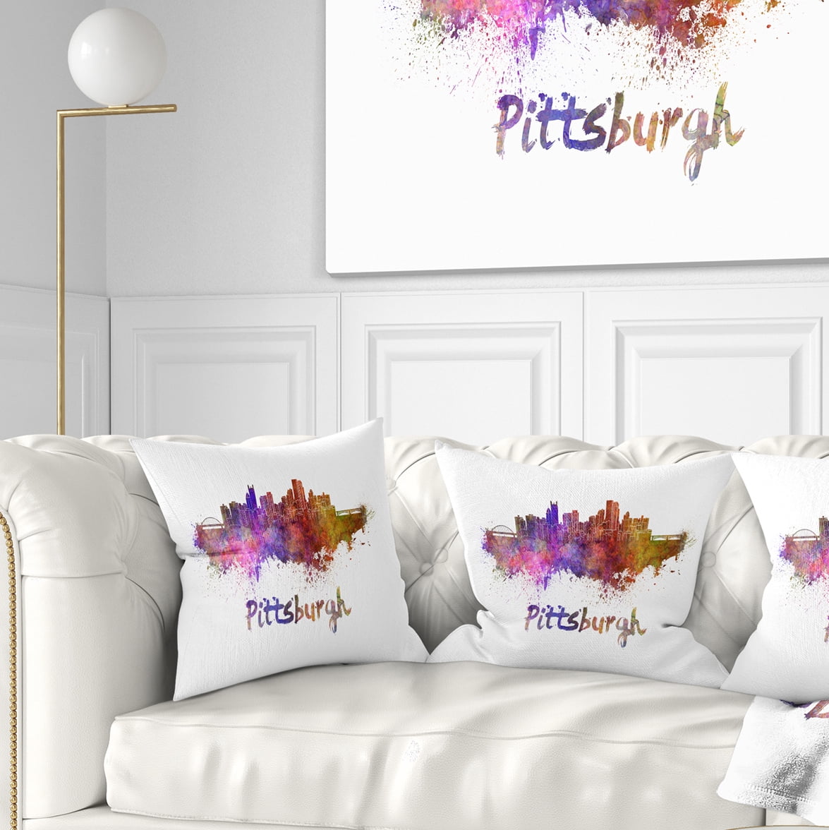 Designart Pittsburgh Skyline - Cityscape Throw Pillow - 16x16