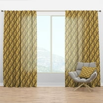 Designart 'Plaid Golden pattern' Mid-Century Modern Curtain Panel