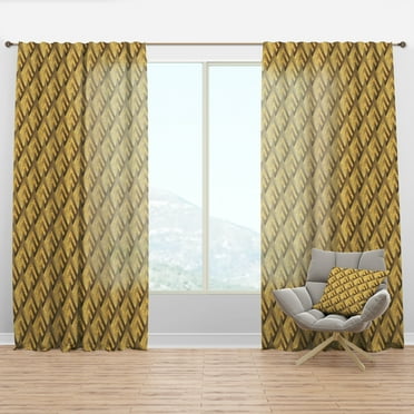 Designart 'Plaid Golden pattern' Mid-Century Modern Curtain Panel