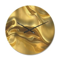 Designart 'Plain Golden Cloth Texture ' Modern Wood Wall Clock