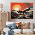 thumbnail image 1 of Designart "Plane Flight Over an Orange Sunset" Transportation Floater Framed Wall Decor, 1 of 7