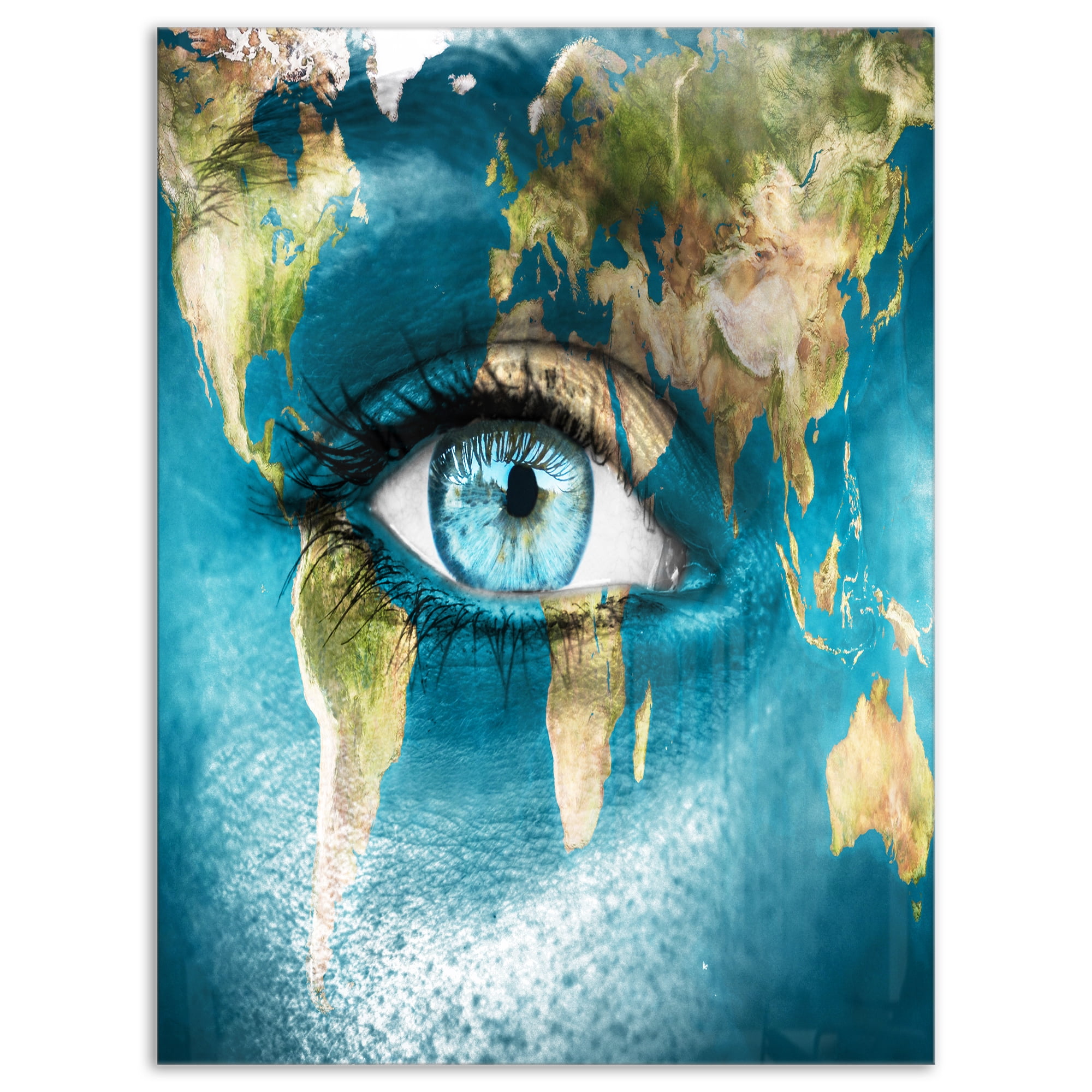 Designart 'Planet Earth and Blue Eye ' Abstract Metal Wall Art