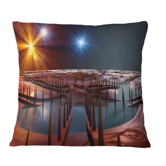 Designart Planet of Souls Alien Land - Landscape Printed Throw Pillow - 16x16