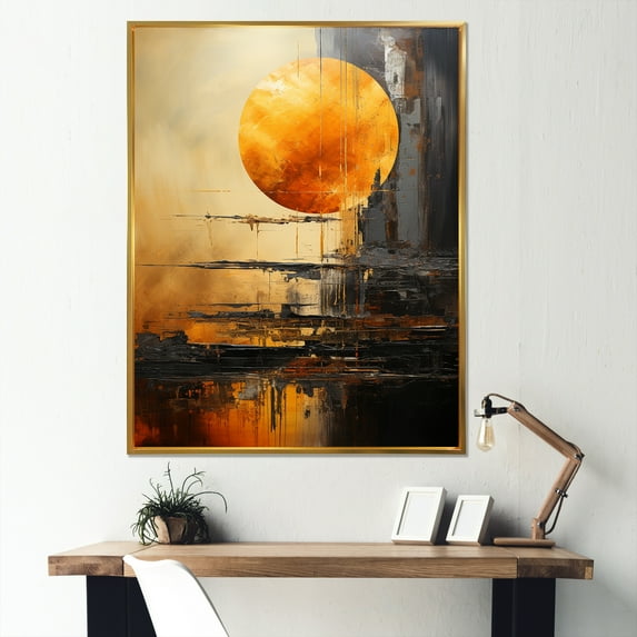 Designart "Planetary Perspectives: Jupiter'S Topaz Titan" Our Solar System Floater Framed Wall Decor