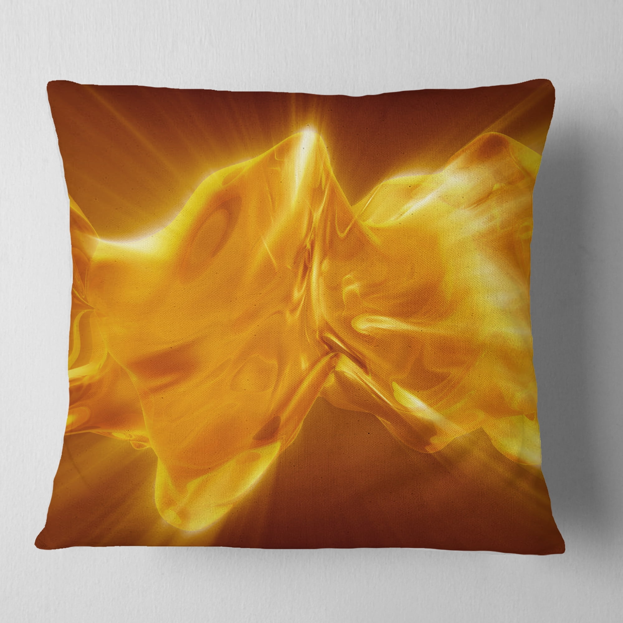 Designart Plasmas and Liquid With Fiery Shine - Abstract Throw Pillow - 16x16