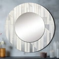 thumbnail image 1 of Designart "Platinum Parallels In Shades Of Grey And White" Abstract Shapes Rund Mirror For Wall Decor - Large Grey Round Printed Mirror -Modern Round Living Room Mirror - 36" x 36", 1 of 6