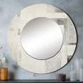 thumbnail image 1 of Designart "Platinum Parallels in Shades of Grey and White I" Shapes Rund Mirror For Wall Decor - Large Grey Round Print Mirror - Round Modern Mirror - Wall Mounted Round Large Mirror - 36" x 36", 1 of 6