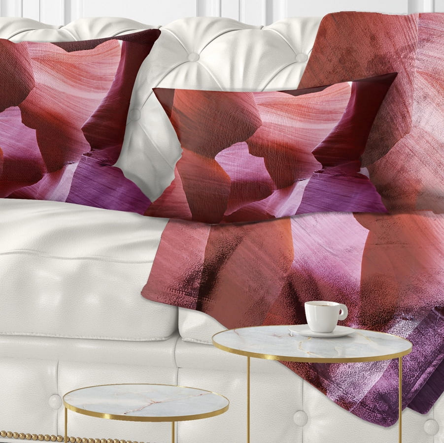 Designart Play of Light in Antelope Canyon - Landscape Photography Throw Pillow - 12x20