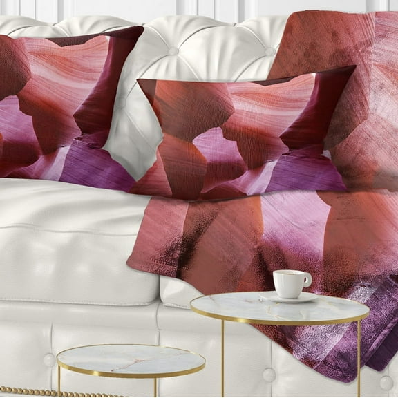 Designart Play of Light in Antelope Canyon - Landscape Photography Throw Pillow - 12x20