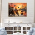 thumbnail image 1 of Designart "Playful Ducks In The Sunset Wonders" Animal Duck Floater Framed Wall Art Prints, 1 of 5