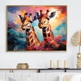 thumbnail image 1 of Designart "Playful Multicolor Giraffes" Animals Giraffe Floater Framed Canvas Art Print, 1 of 5