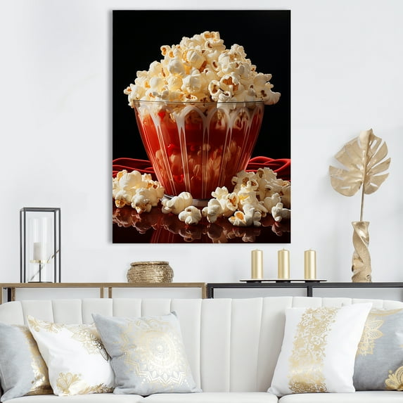 Designart "Playful Popcorn In Popart" Pop Art Canvas Wall Art