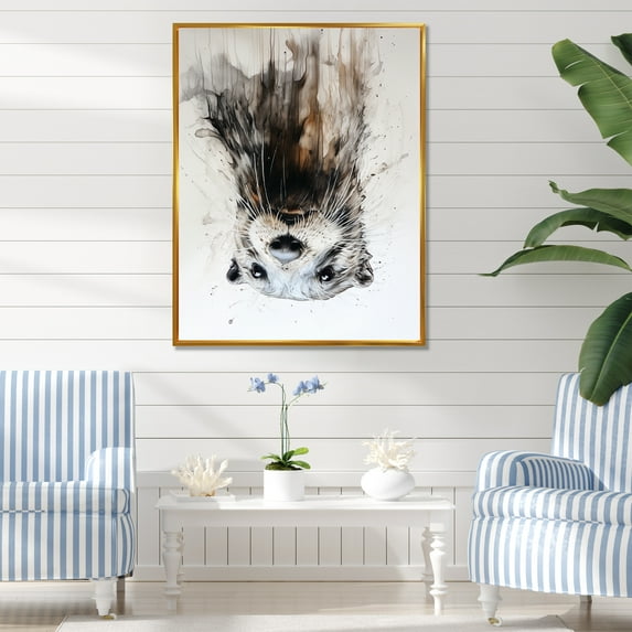 Designart "Playful Portrait Of Otter II" Otter Floater Framed Wall Art Living Room