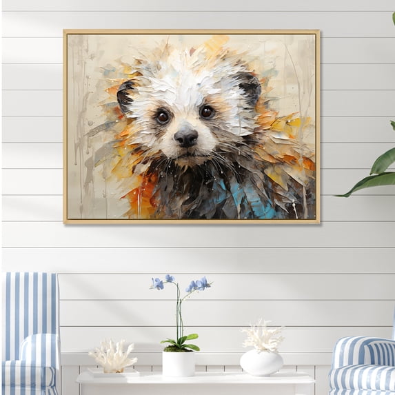 Designart "Playful Portrait Of Otter" Otter Floater Framed Canvas Prints