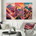 thumbnail image 1 of Designart "Playful Purple Mountain Scene Along the Swirling Road II" Meadow Wall Art Set Of 3 - Traditional Pink Gallery Wall Set For Home Decor, 1 of 6