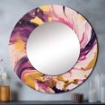 thumbnail image 1 of Designart "Playful Purple and Pink Strokes V III" Fractals Rund Mirror For Wall Decor - Large Purple Round Print Mirror - Round Glam Mirror 29" x 29" Inch - Wall Mounted Round Large Mirror, 1 of 5