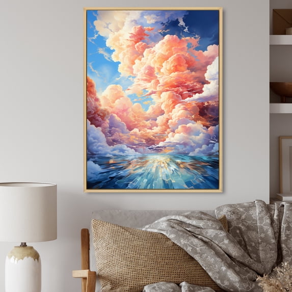 Designart "Playful Skies of Clouds II" Landscape & Nature Floater Framed Wall Decor