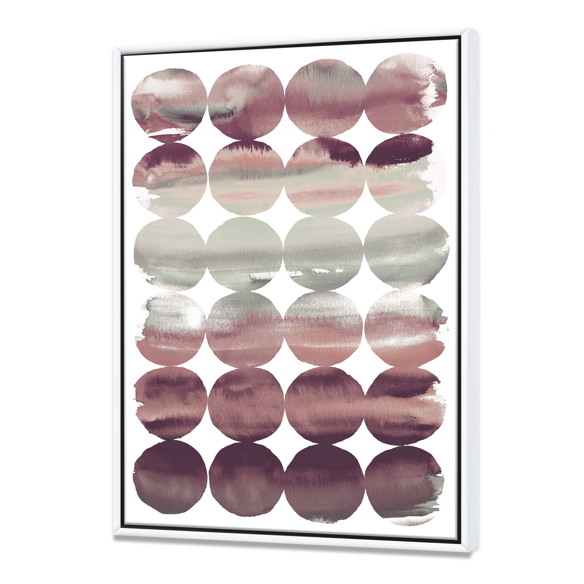 Designart ' Plum Dots minimal geometric I ' Transitional Framed Canvas