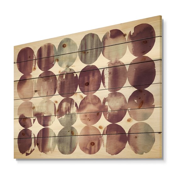 Designart 'Plum Dots minimal geometric II' Transitional Print on Natural Pine Wood